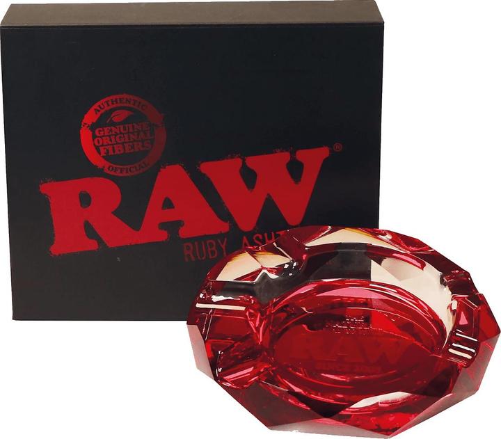 Raw Ruby Red Glass Ashtray
