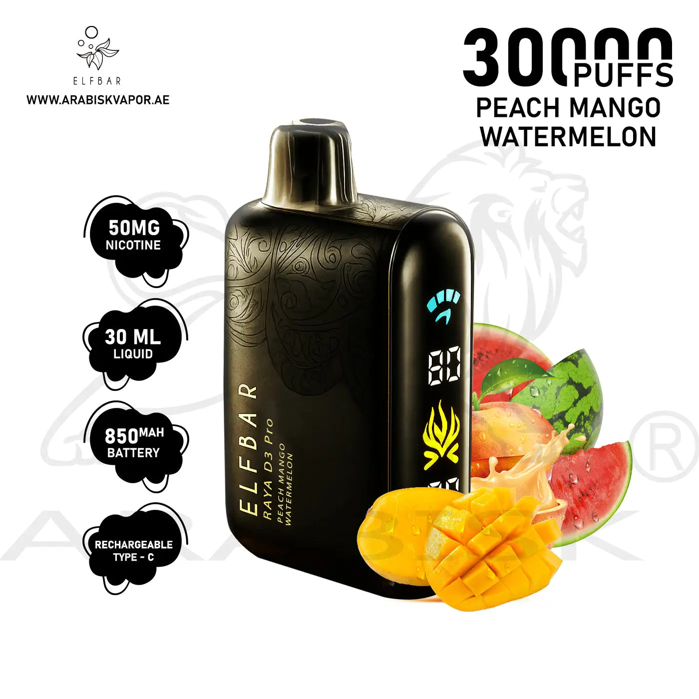 Elfbar Raya D3 Pro Disposable 30K puffs - Black Gold Edition