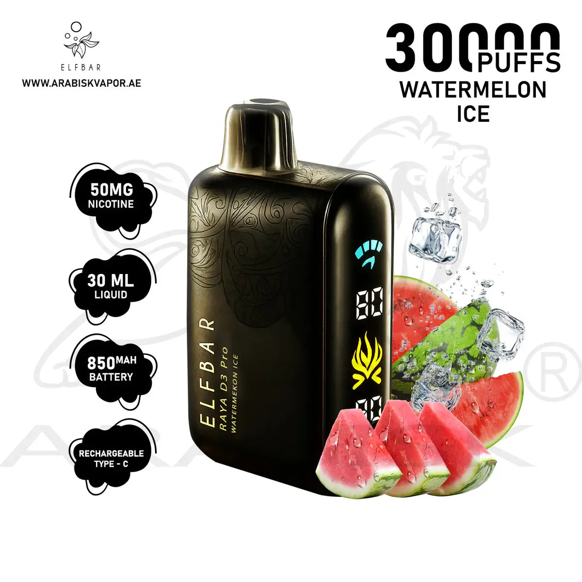 Elfbar Raya D3 Pro Disposable 30K puffs - Black Gold Edition