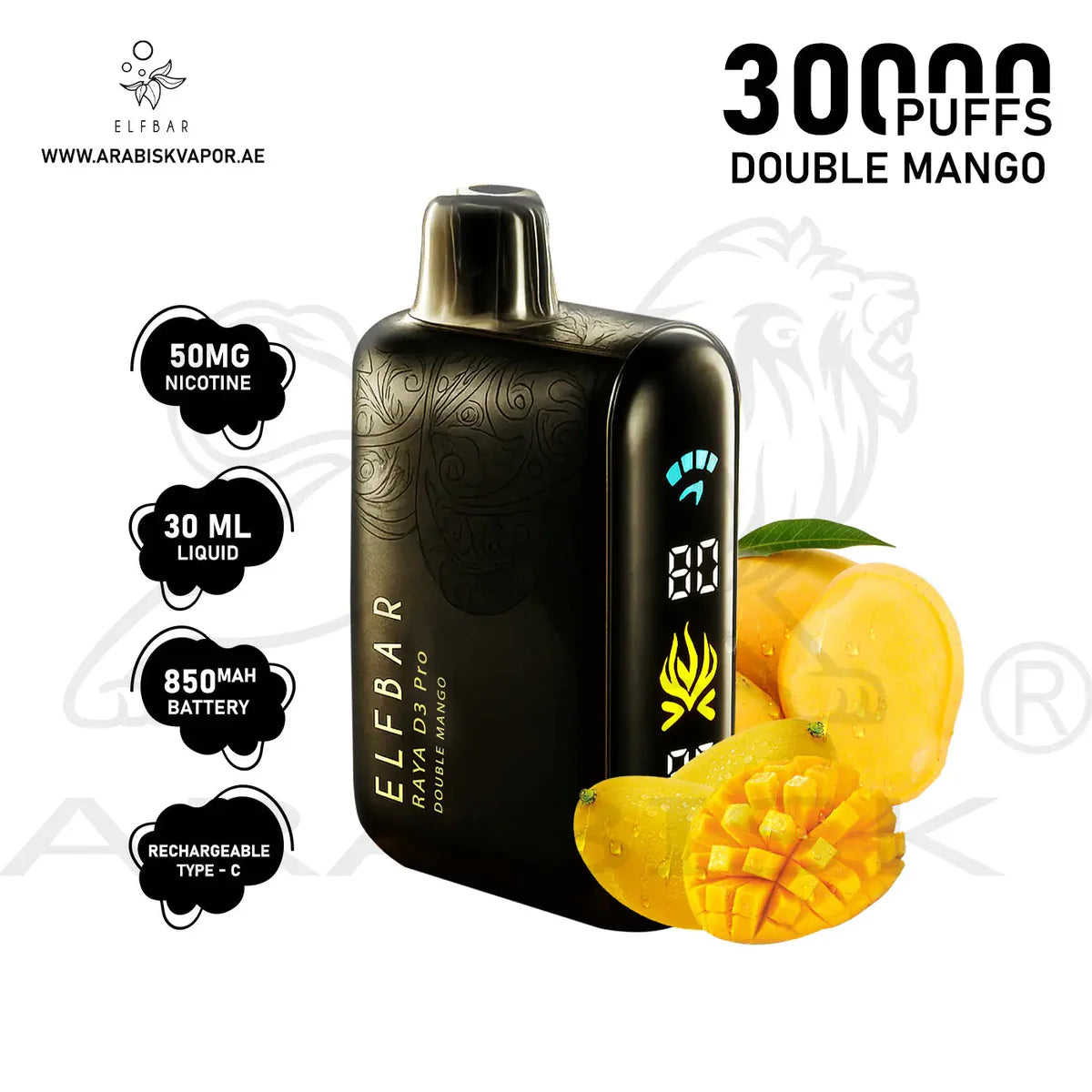 Elfbar Raya D3 Pro Disposable  30K puffs - Black Gold Edition