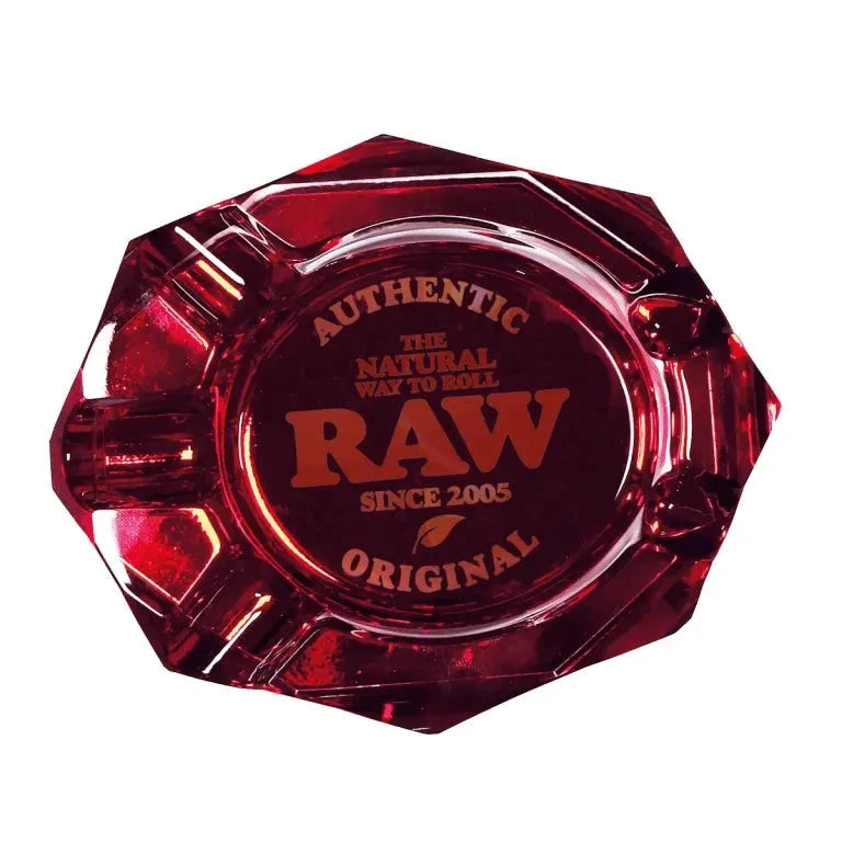Raw Ruby Red Glass Ashtray